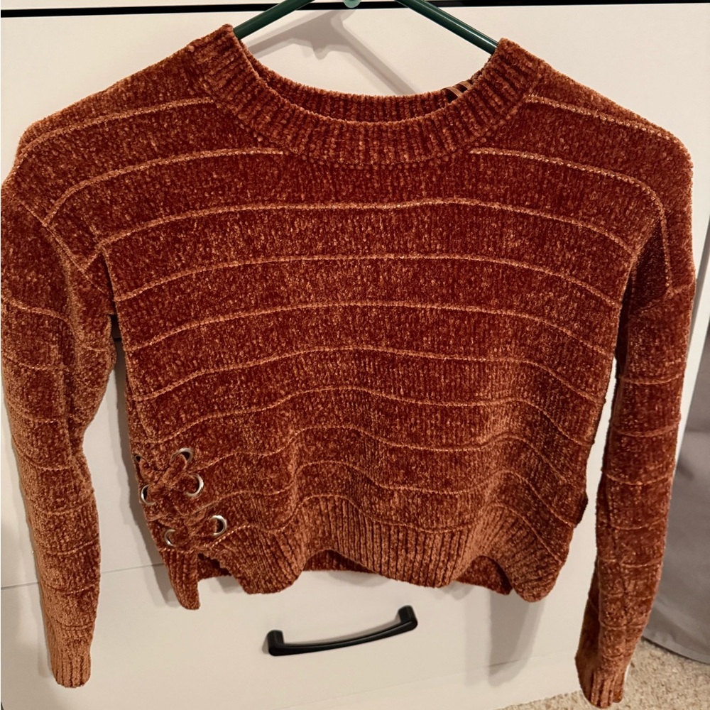 Girls Pink Republic Copper Sweater with Lace-Up Detail